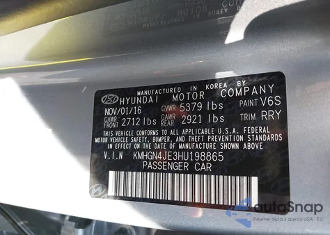 2017 Genesis G80 3.8 из США, поврежденный, VIN KMHGN4JE3HU198865